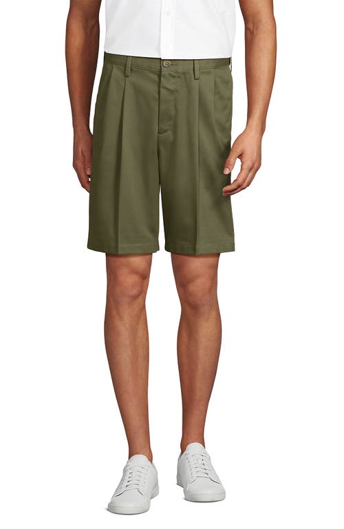 Lands' End Comfort Waist Pleated 9" No Iron Chino Shorts In Green