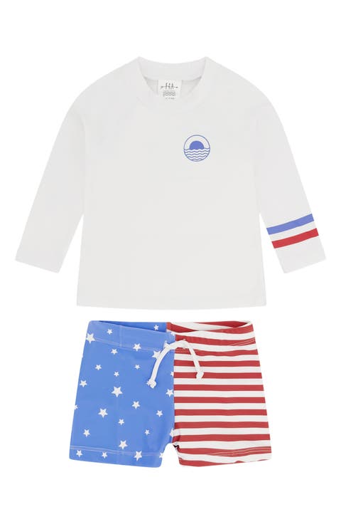 Kids' Surfs Up Long Sleeve UPF 50+ Two-Piece Rashguard Swimsuit (Baby & Toddler)