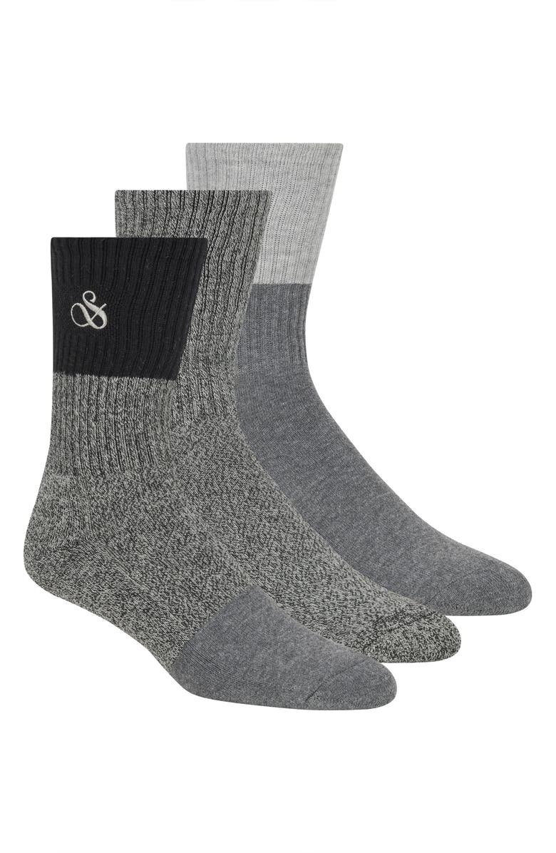 Scotch & Soda 3-Pack Quarter Length Socks, Main, color, Black/ White Multi