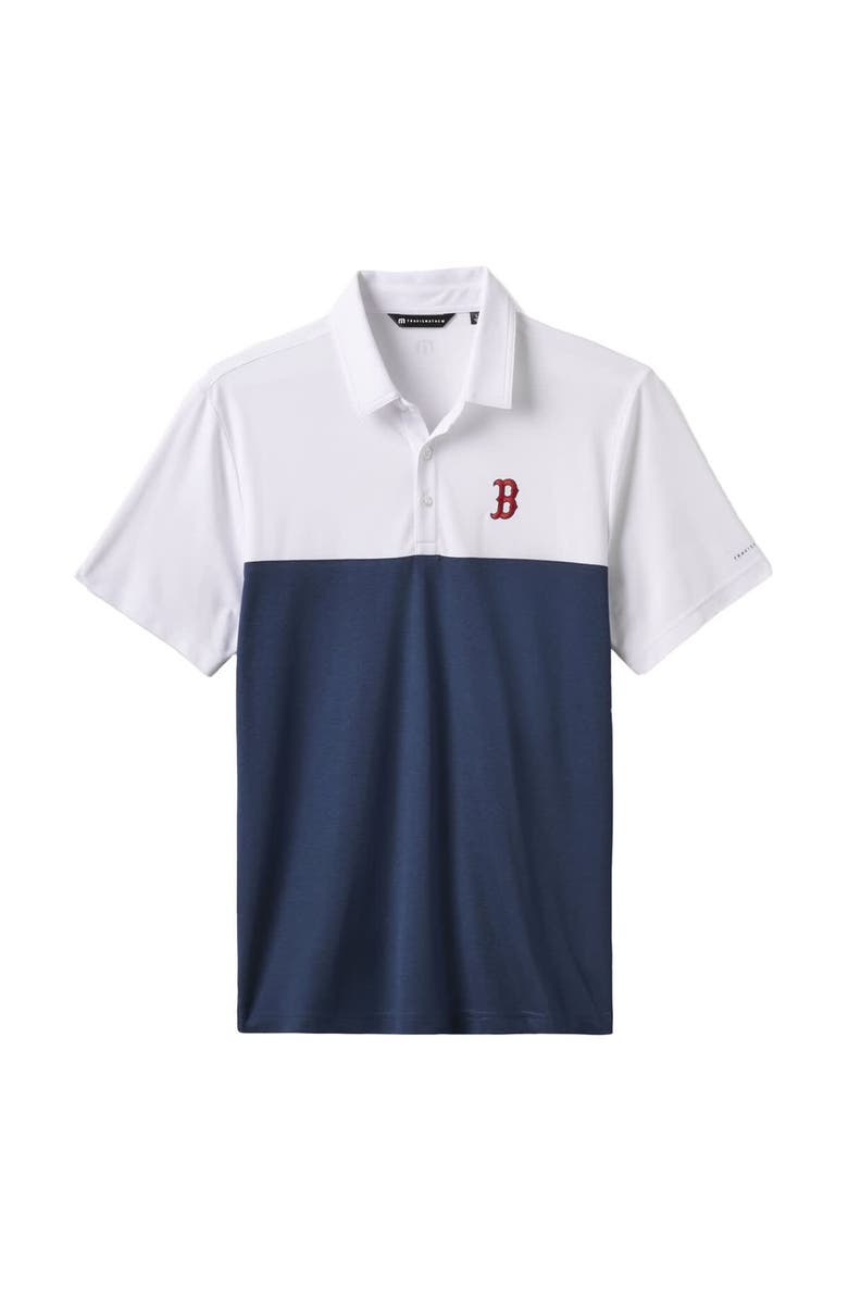 TravisMathew Men's TravisMathew White/Navy Boston Red Sox Home Run Leader Polo, Alternate, color, White