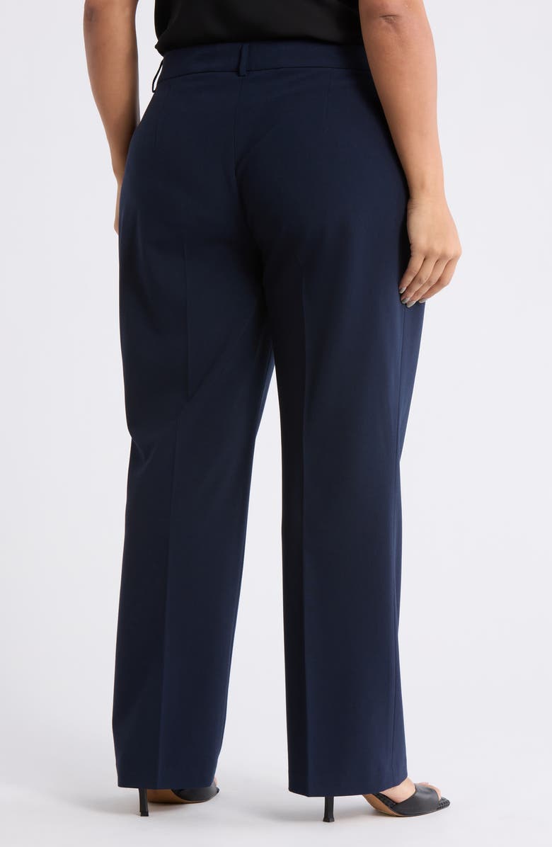 Tahari ASL Bird Eye Straight Leg Pants, Alternate, color, New Navy