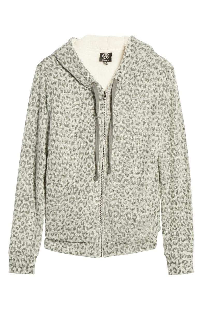 Bobeau Faux Shearling Lined Zip Hoodie, Alternate, color, 