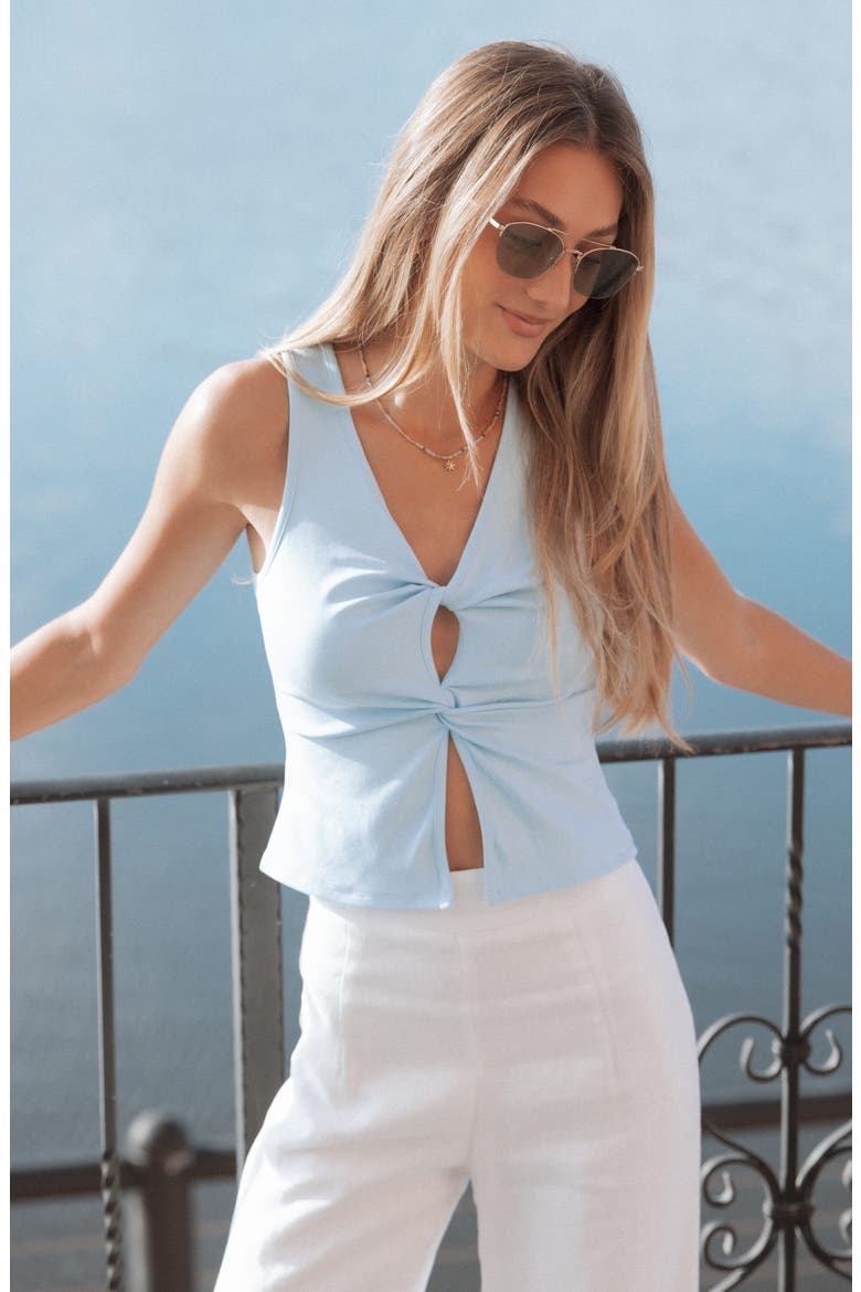 Emmeline Twist Front Top, Alternate, color, PALE BLUE