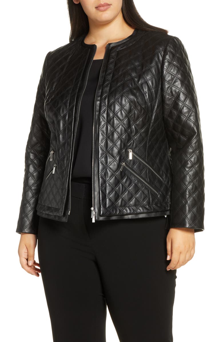 Lafayette 148 New York Tanner Quilted Leather Jacket, Main, color, 