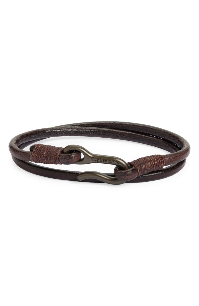 Caputo & Co. Men's Leather Cord Wrap Bracelet, Main, color,