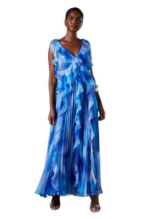 Sleeveless V-Neck Chiffon Maxi Dress