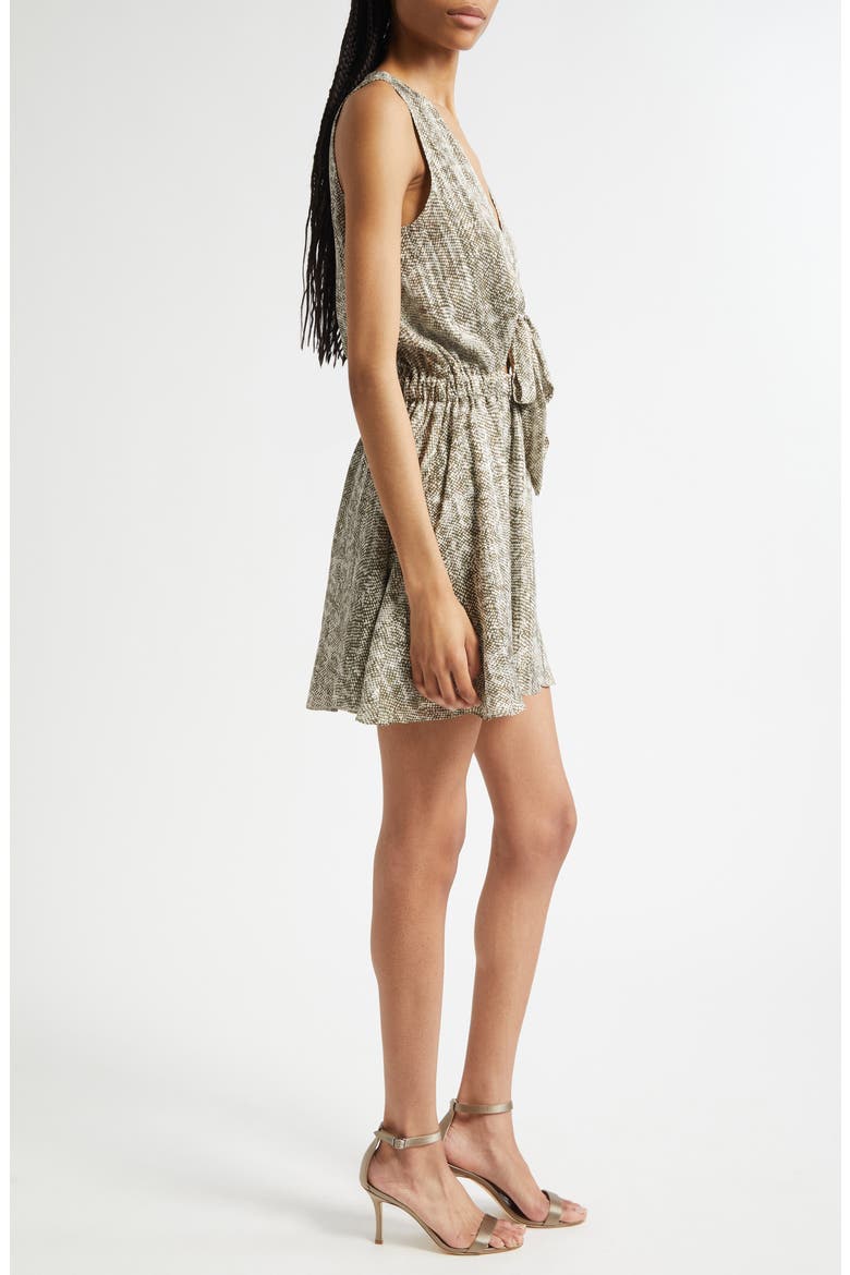 Itzel Abstract Snakeskin Print Silk Blend Minidress, Alternate, color, OLIVE BAJA DOT
