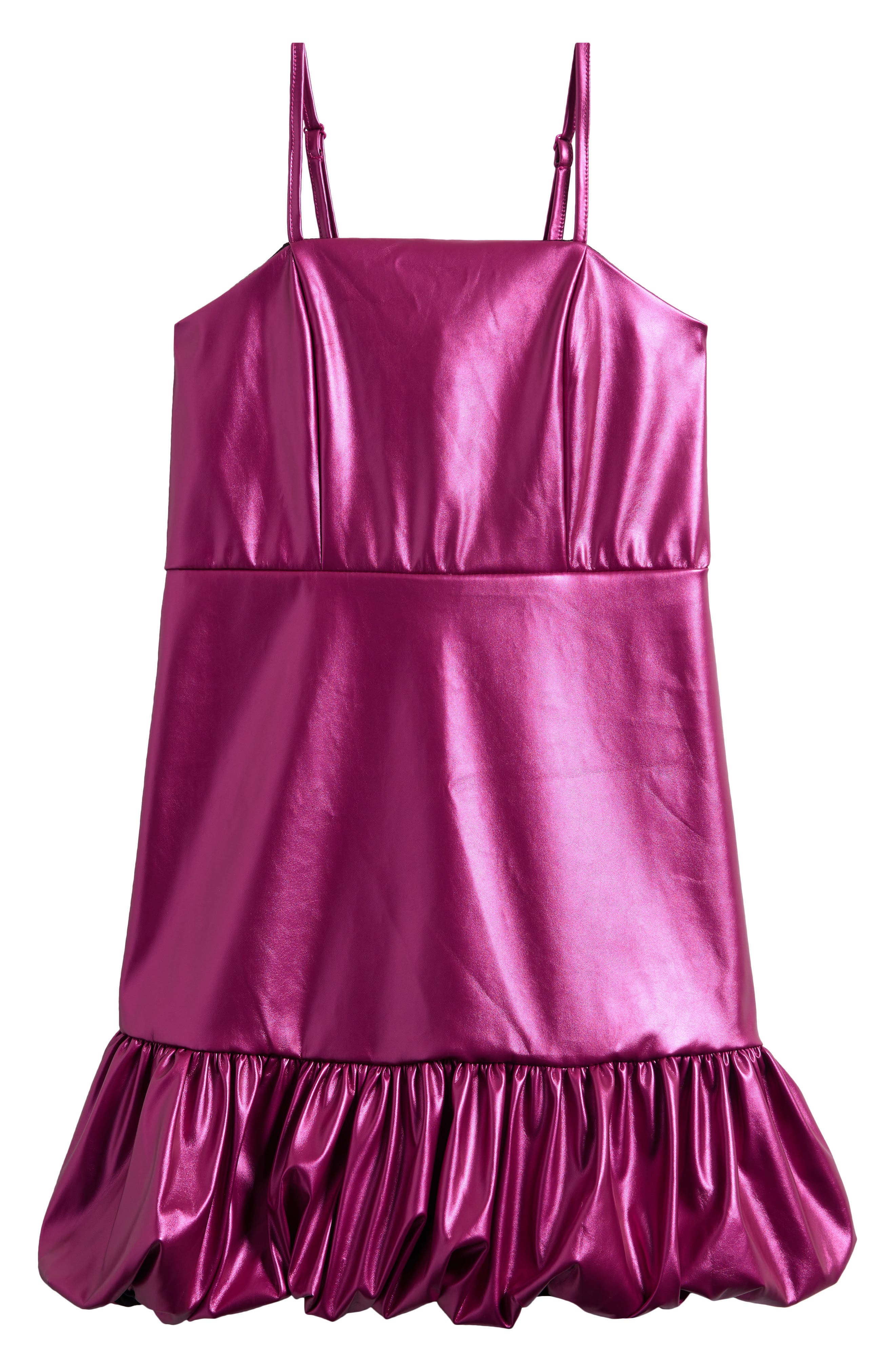 Ava & Yelly Kids' Metallic Faux Leather Bubble Party Dress