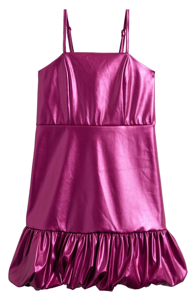 Ava & Yelly Kids' Metallic Faux Leather Bubble Party Dress, Main, color, Magenta