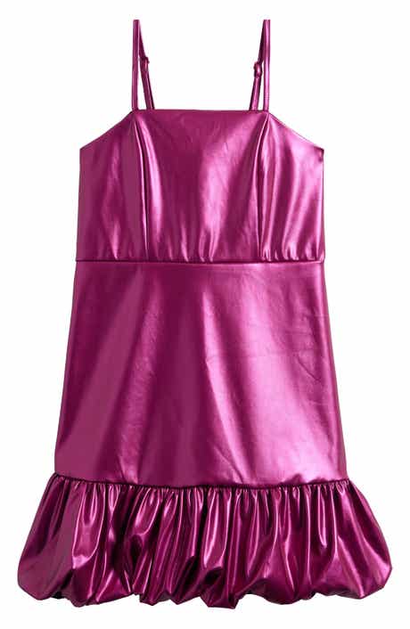 Ava & Yelly Kids' Metallic Faux Leather Bubble Party Dress