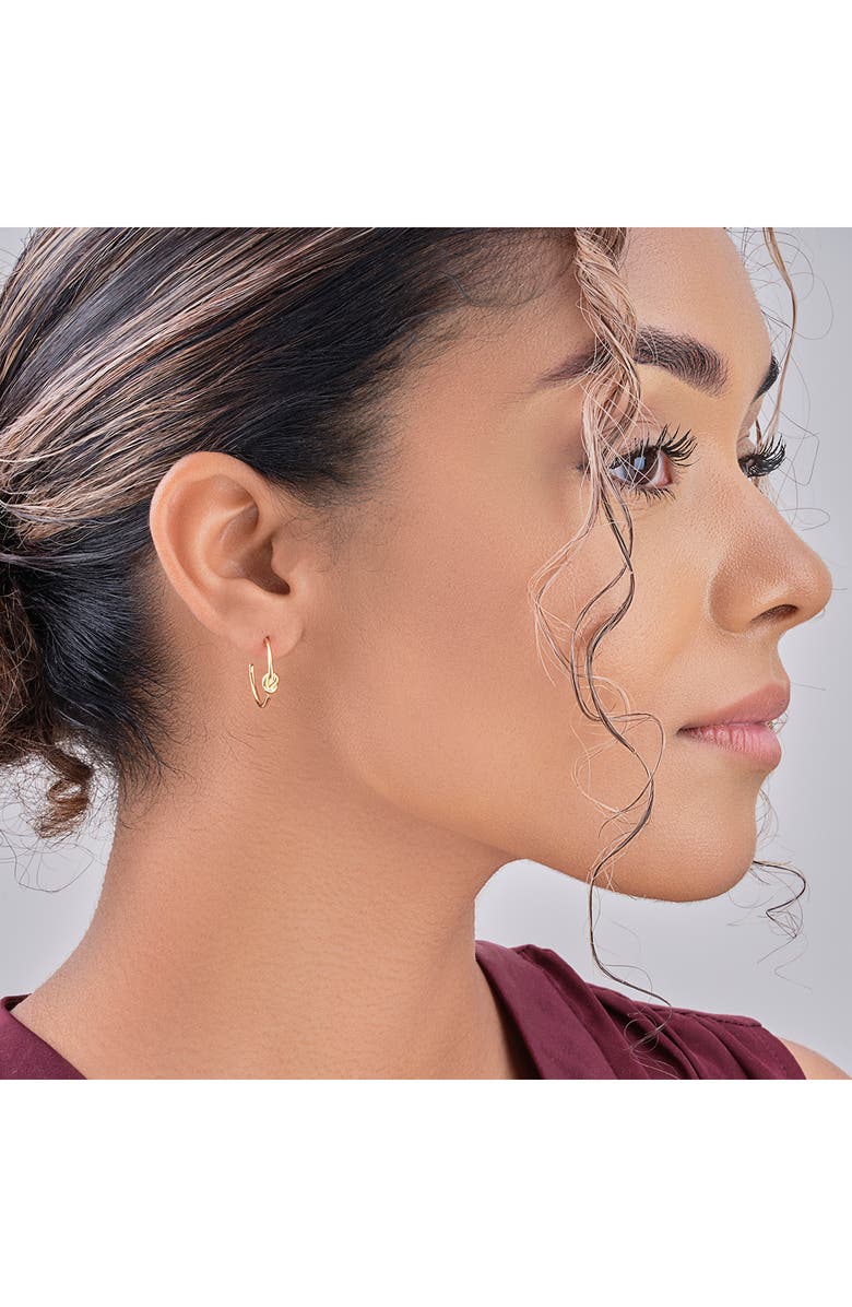 Sterling Forever 14K Yellow Gold Plated Sterling Silver Love Knot Hoop Earrings, Alternate, color,