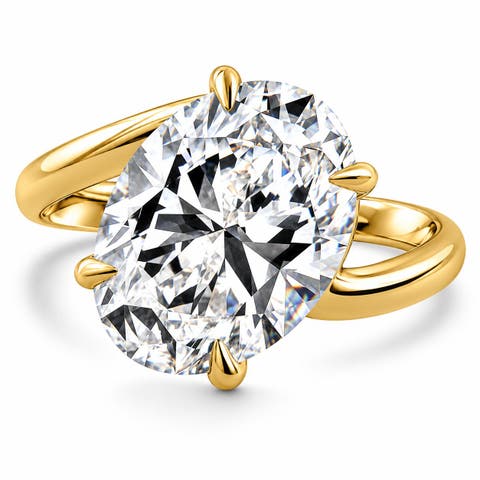 Certified 7Ct Oval Diamond Engagement Ring 14k Gold Lab Grown