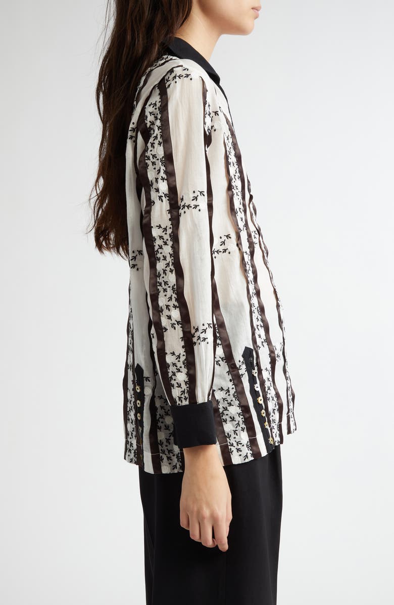 Bode Lattice Sprig Embroidered Cotton Top, Alternate, color, 