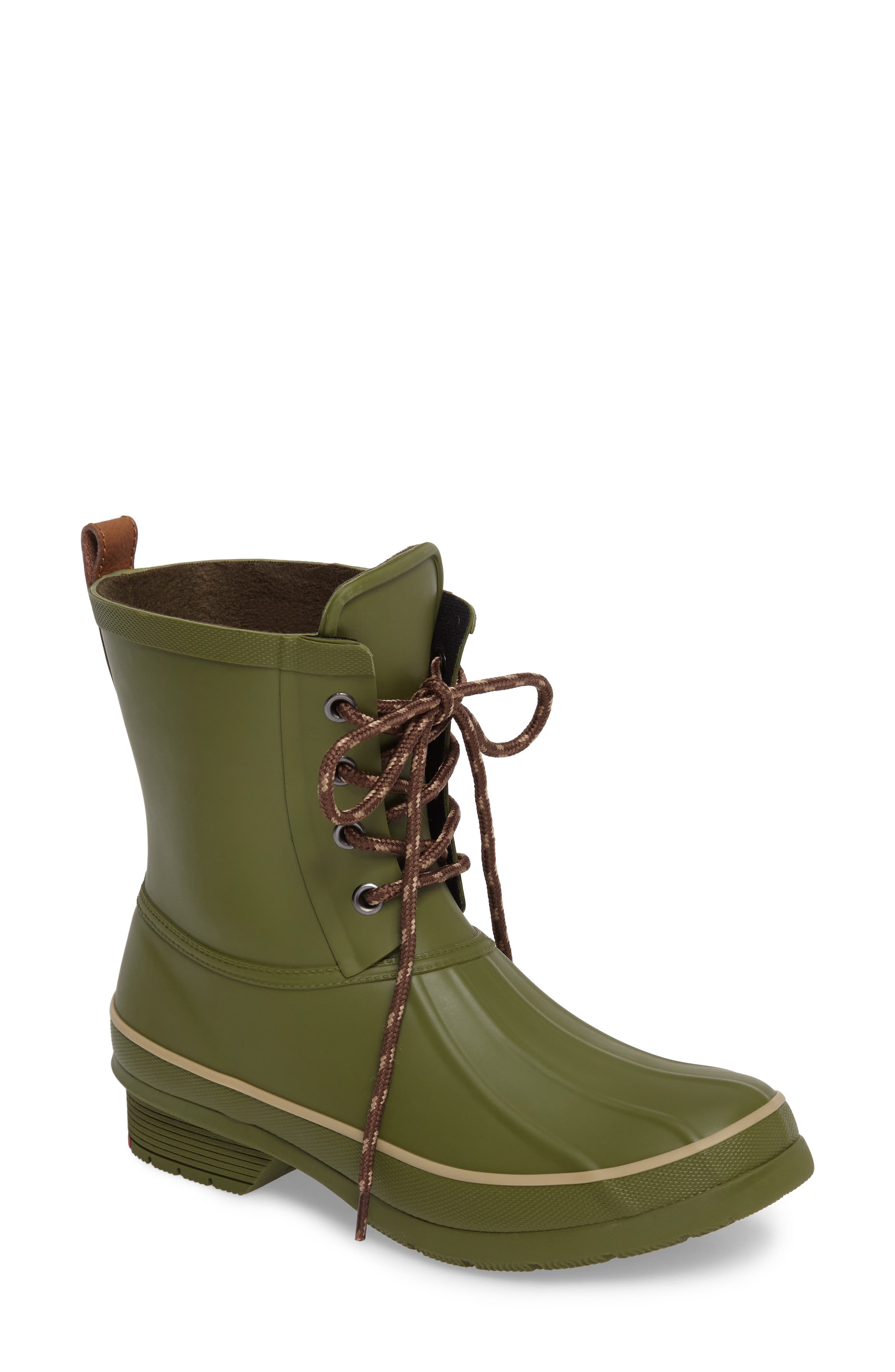 Classic Lace-Up Duck Boot, Main, color, OLIVE