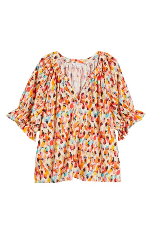 Liverpool Los Angeles Plus Size Printed Puff-sleeve Blouse