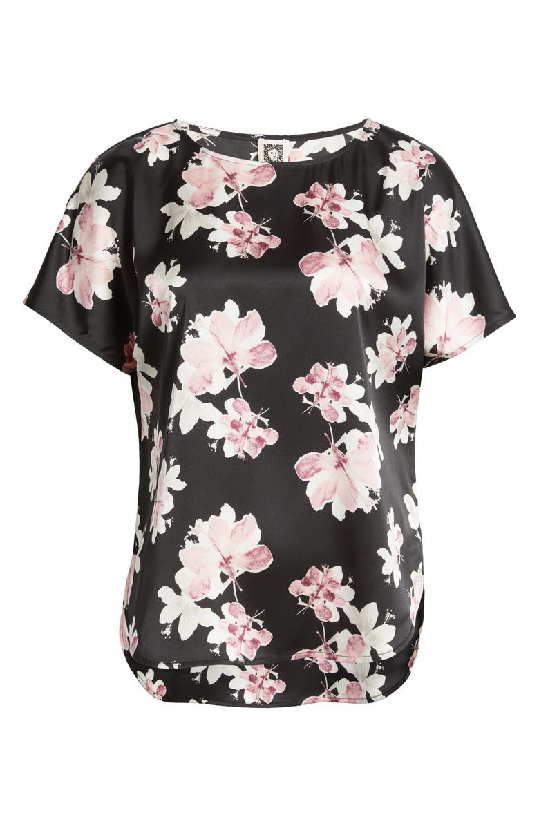 Anne Klein Floral Top, Alternate, color, Anne Black Mutli