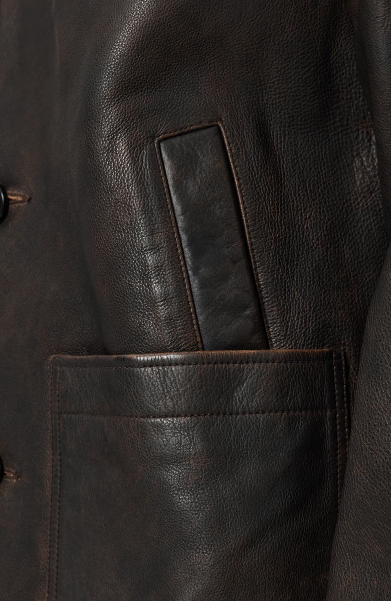 AllSaints Hartwell Leather Western Coat, Alternate, color, Cognac Brown