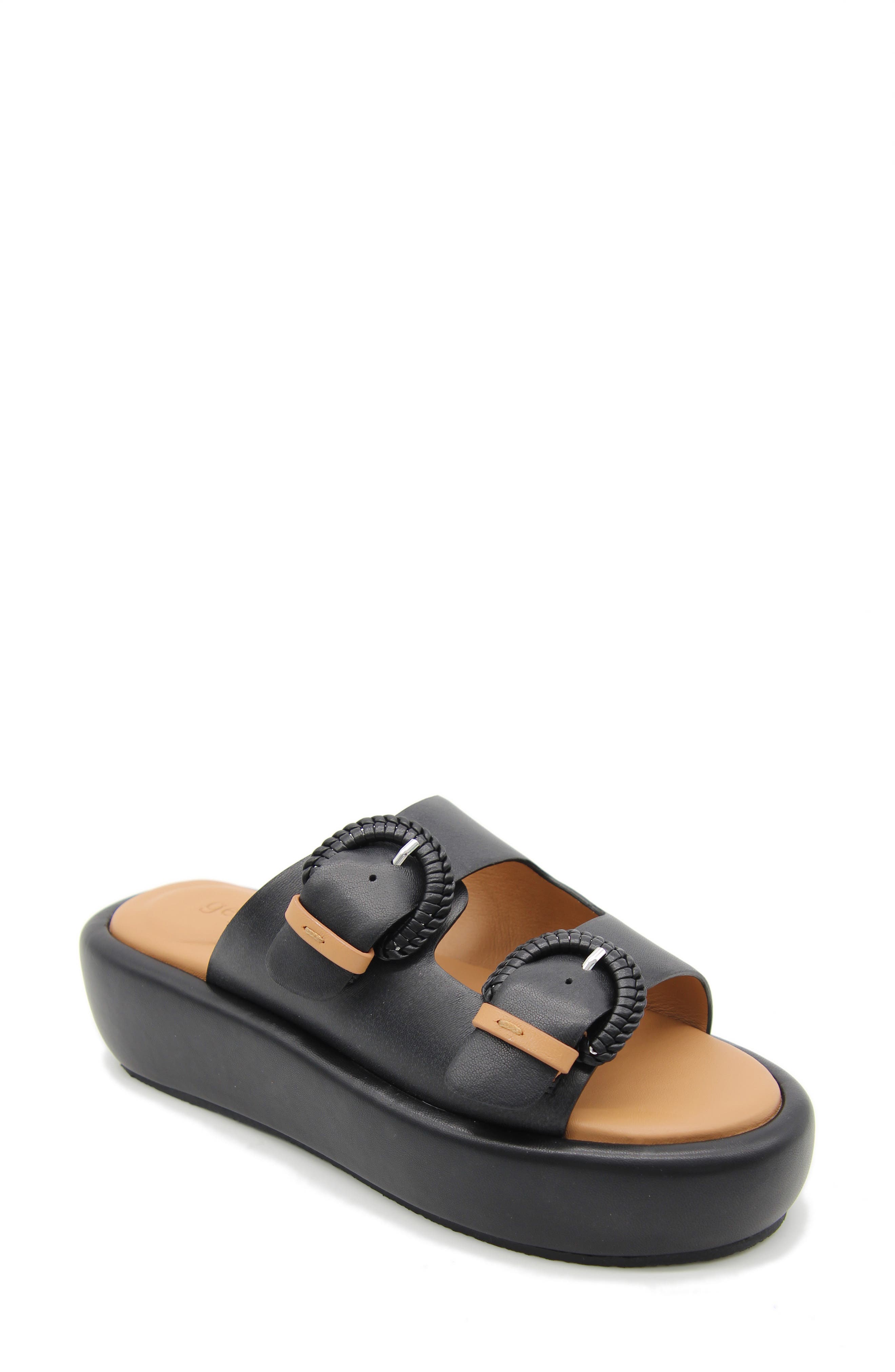 Gentle Souls Theresa Platform Slide Sandal, Main, color, Black Leather