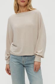 Michael Stars Roxy Rib Balloon Sleeve Knit Top