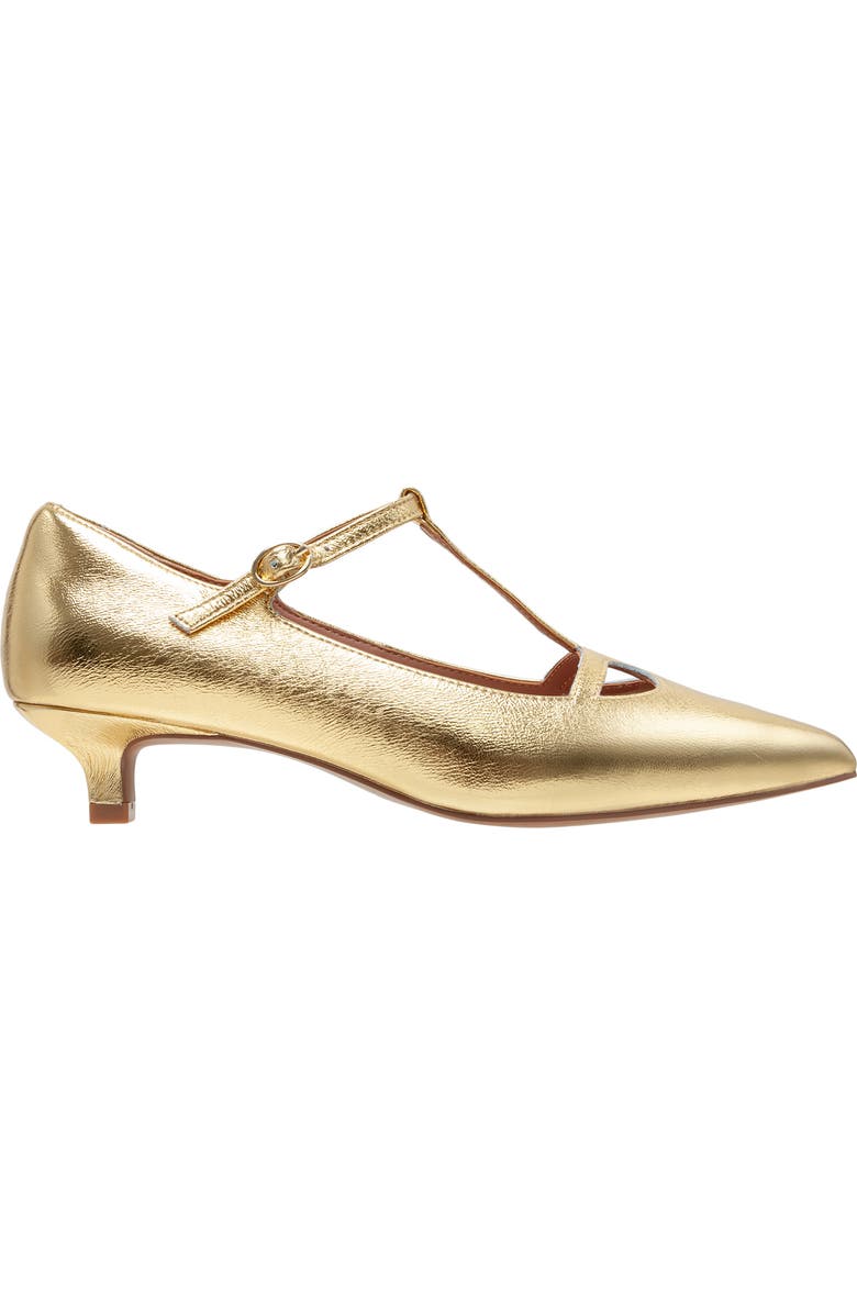 Linea Paolo Celia Pointed Toe T-Strap Pump, Alternate, color, Gold