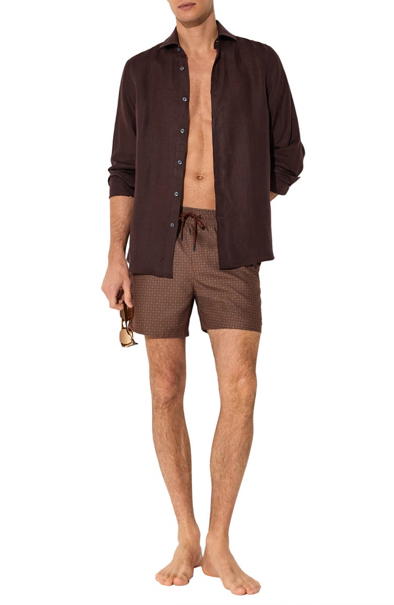 Reiss Oreint Swim Trunks, Alternate, color, Dark Brown