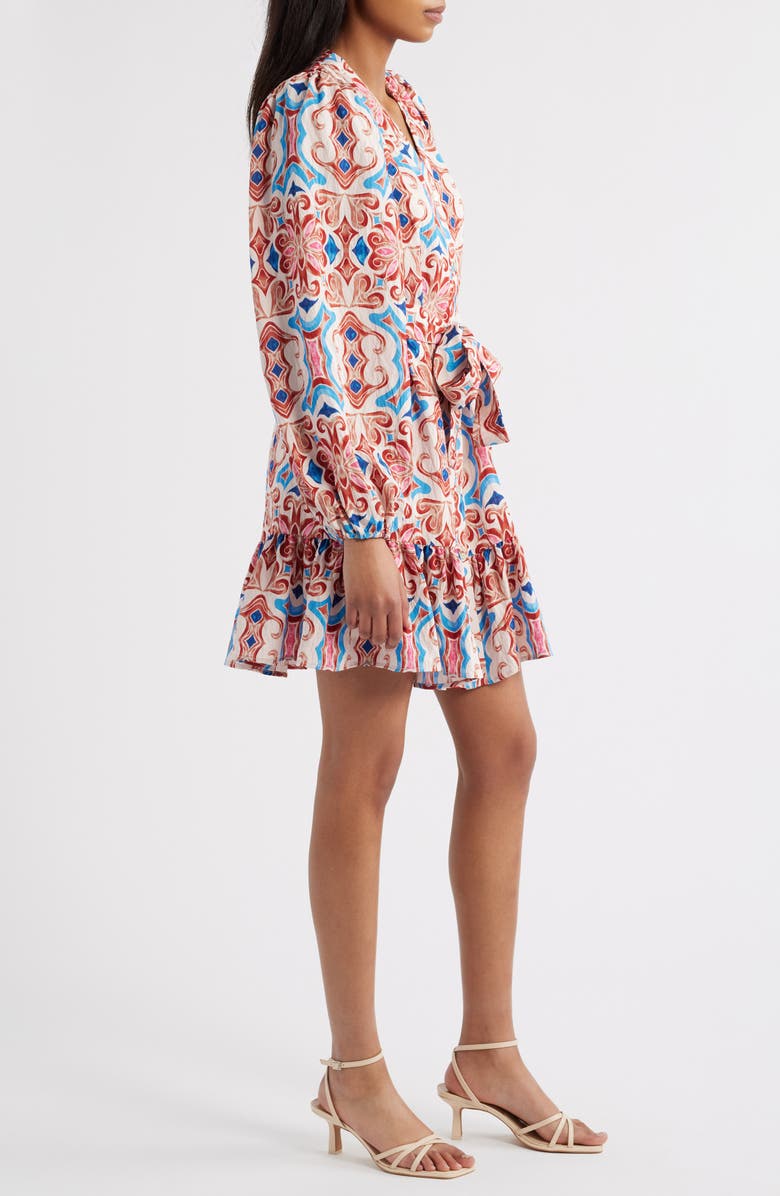 Sam Edelman Tile Print Long Sleeve Minidress, Alternate, color, Pink Multi