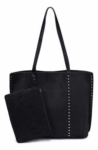 Faux Suede Tote with Pouch