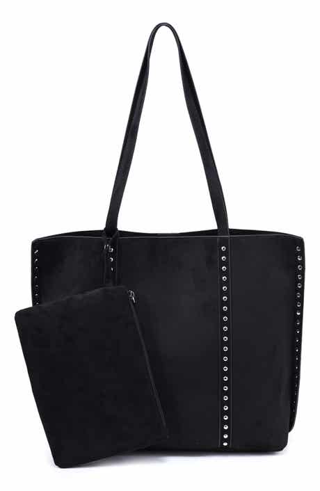 Faux Suede Tote with Pouch