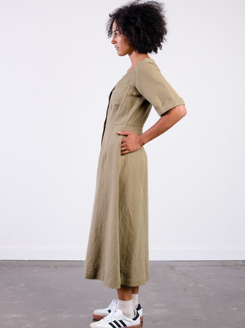 Able Sierra Utility Midi Dress In Dusky Green