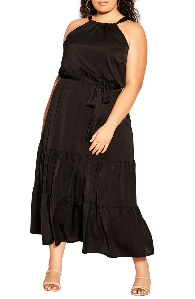 City Chic Iconic Tiered Maxi Dress, Main, color, 
