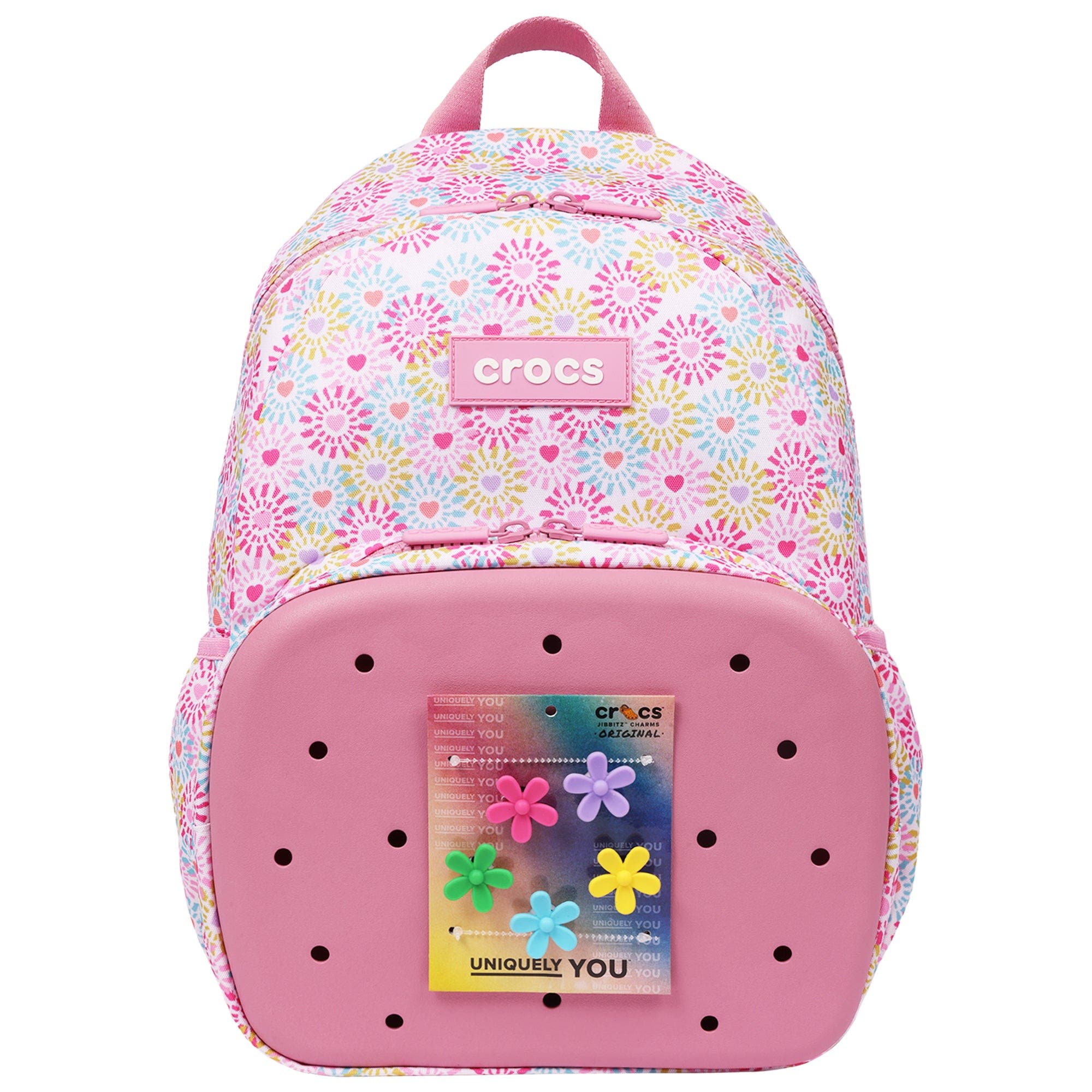 Back to School Backpack with EVA Front Pocket  Customizable Jibbitz Backpack Floral, Main, color, QUIET ROSE