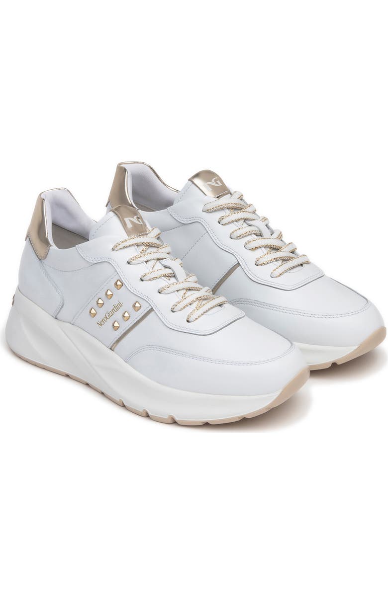 NeroGiardini Studded Retro Sneaker, Main, color, White