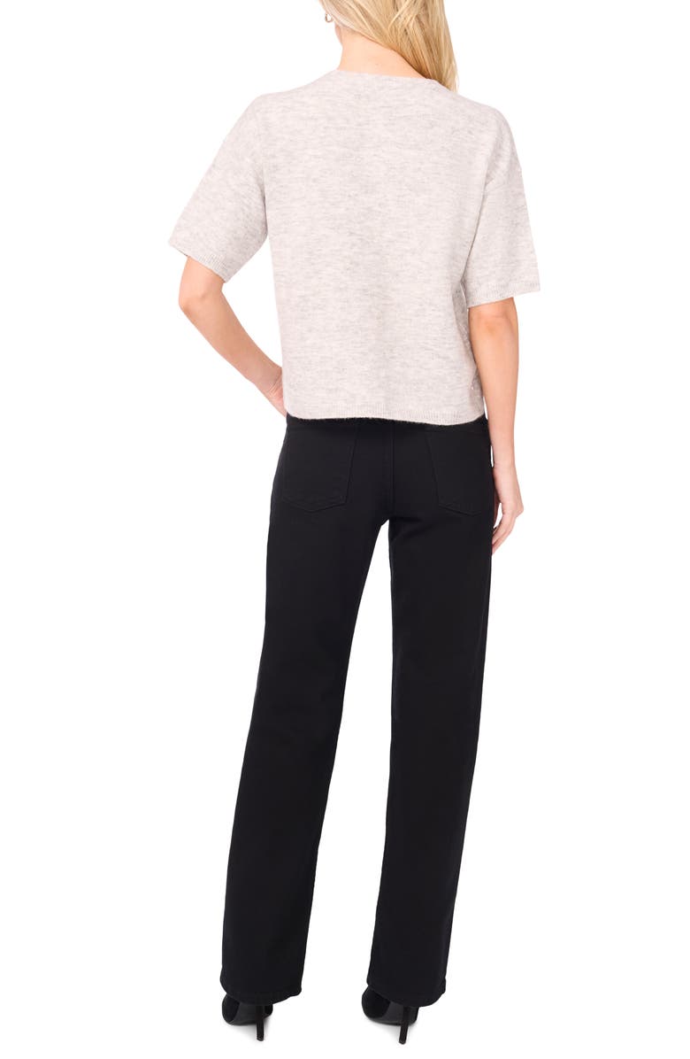 Vince Camuto Short Sleeve Cardigan, Alternate, color, Grey Fog Heather