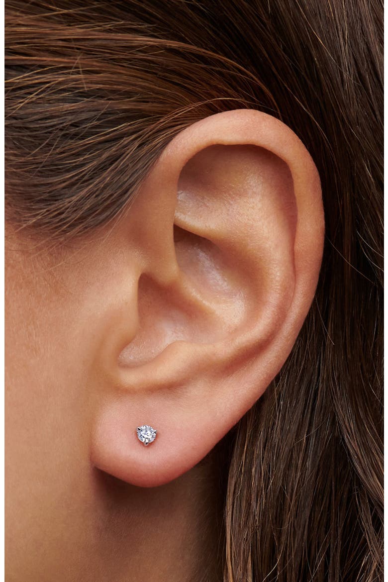 Round Brilliant Cut Diamond & Platinum Stud Earrings - 0.30ct., Alternate, color, PLATINUM