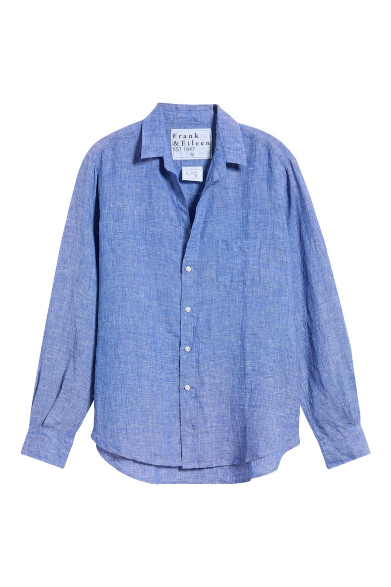 Relaxed Button-Up Shirt, Alternate, color, NAVY LINEN