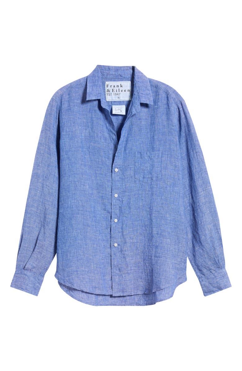 Frank & Eileen Relaxed Button-Up Shirt, Main, color, Navy Linen