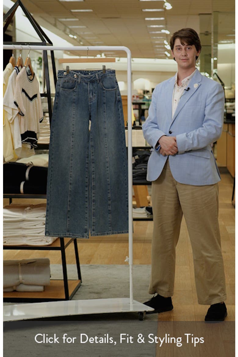 Button Tab Waist Low Rise Wide Leg Jeans video