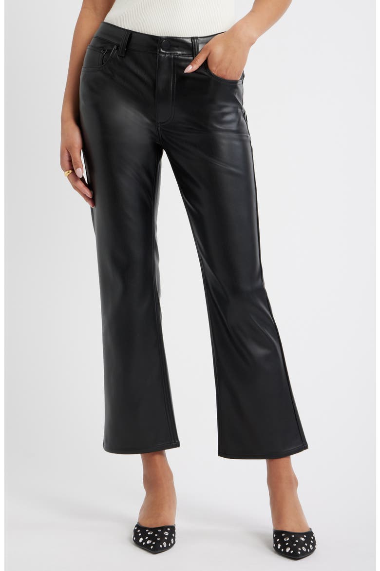 Faux Leather Kick Flare Pants, Main, color, BLACK