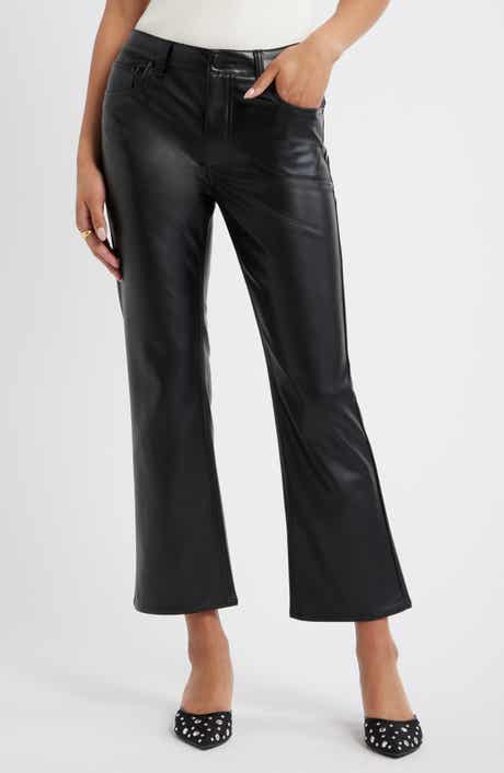 Faux Leather Kick Flare Pants