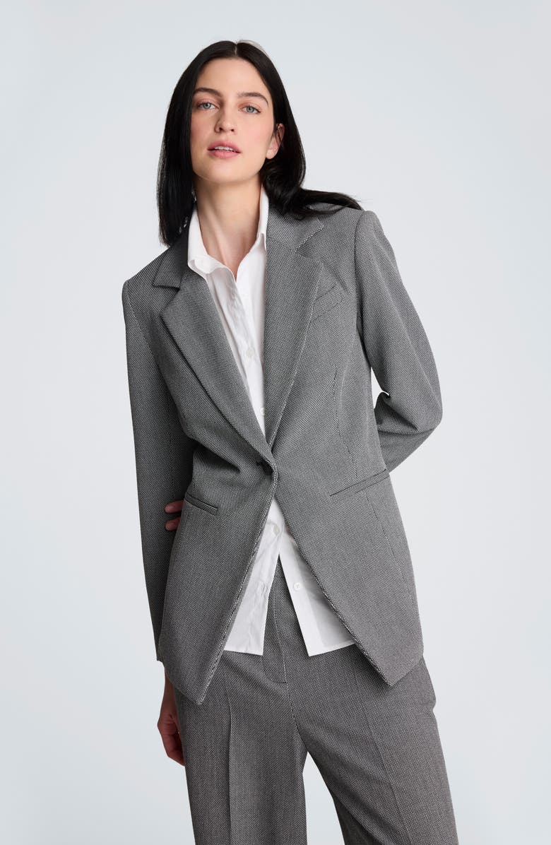 Kenneth Cole Blazer with Detachable Shirt Inset, Alternate, color, Black Multi/ Pure White