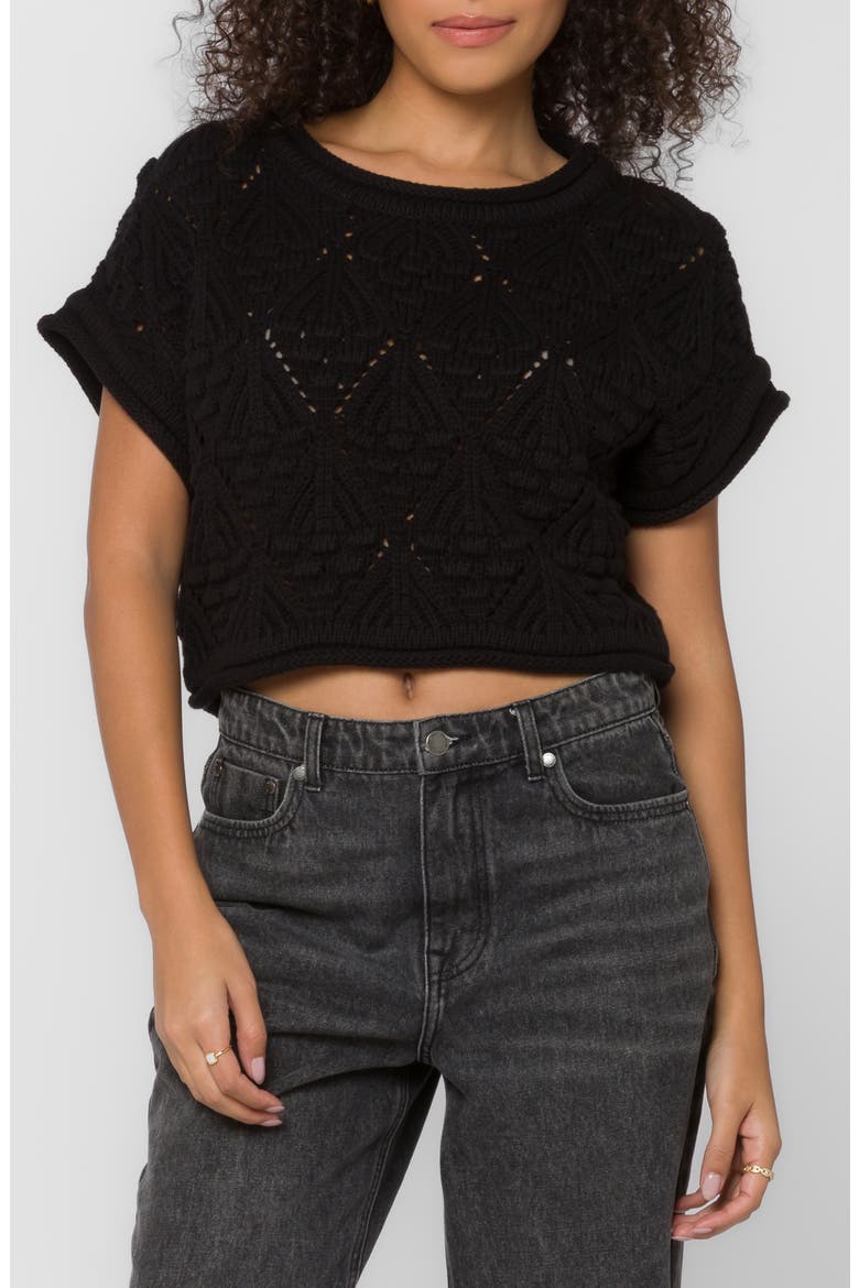 Darlita Textured Knit Sweater, Main, color, BLACK