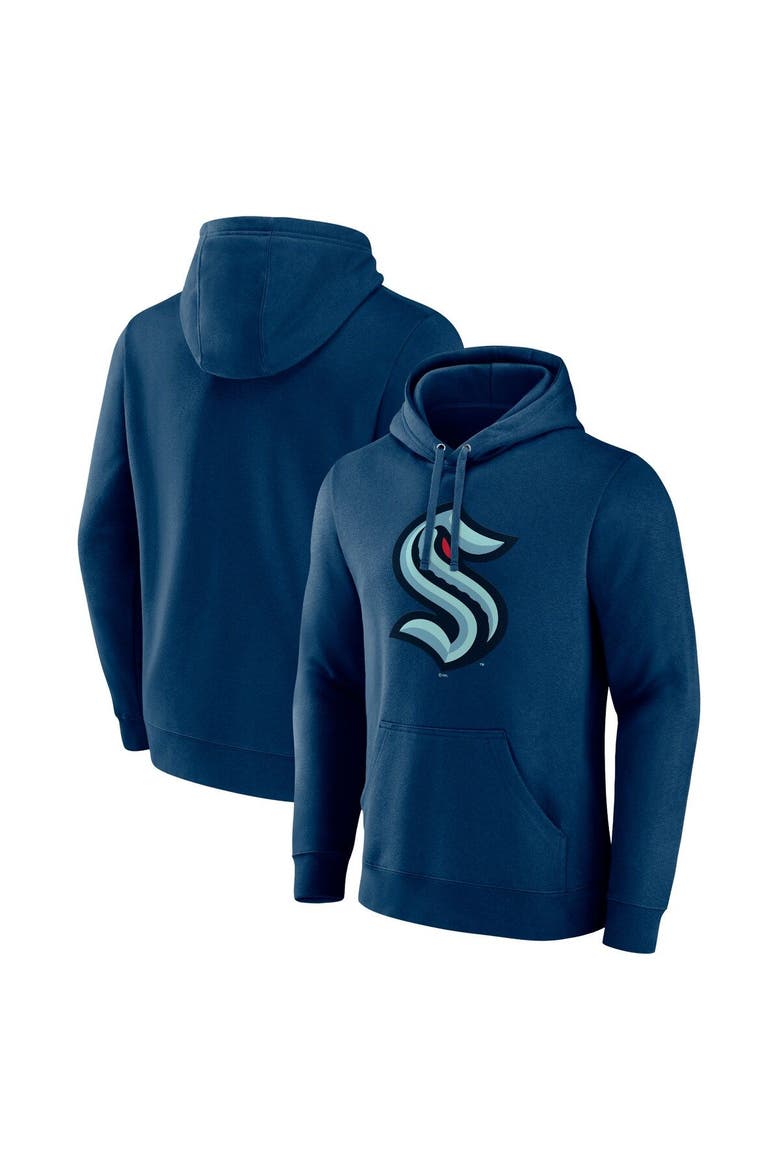 Men's Fanatics Branded Deep Sea Blue Seattle Kraken Primary Logo Pullover Hoodie, Main, color, Navy