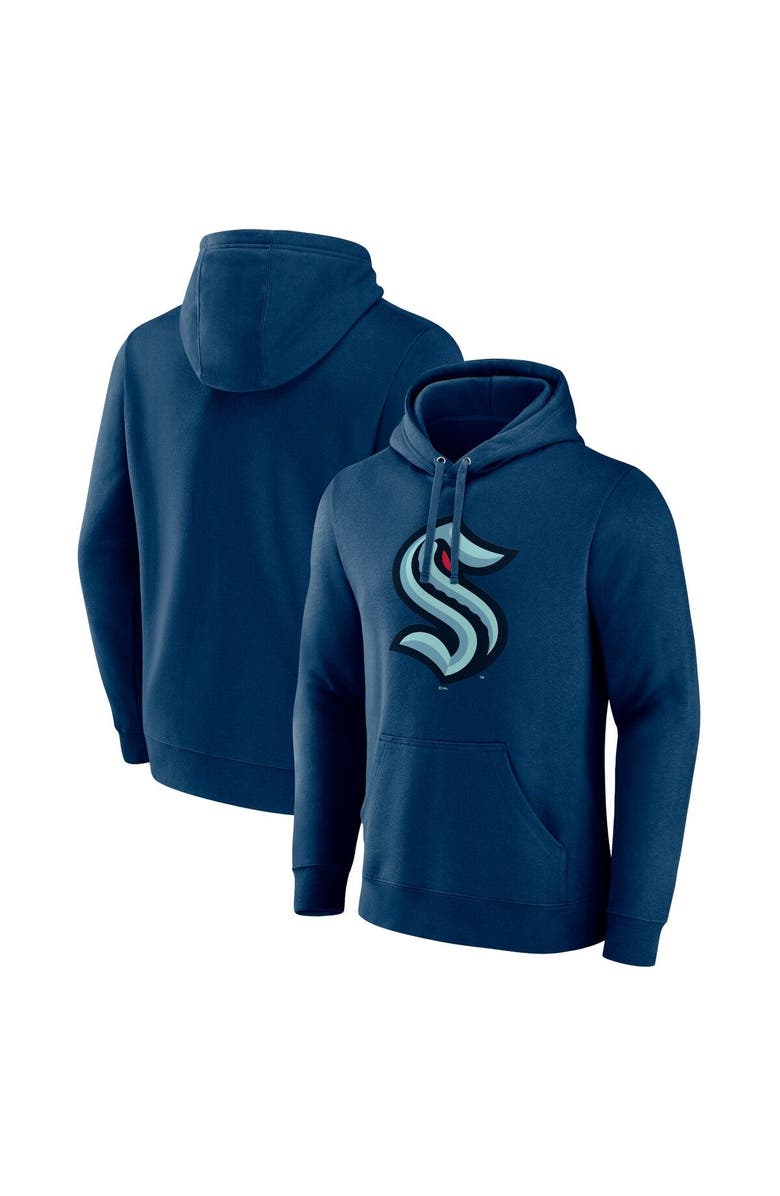 FANATICS Men's Fanatics Branded Deep Sea Blue Seattle Kraken Primary Logo Pullover Hoodie, Main, color, Navy