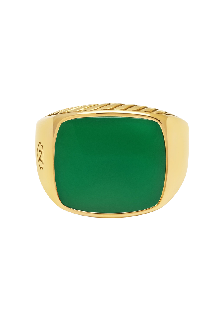 Signet Ring With Green Agate, Alternate, color, Gold / Green Agate