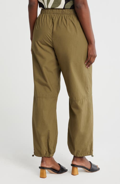 Shop Sanctuary Cotton Poplin Paperbag Trouser Pants In Field Green