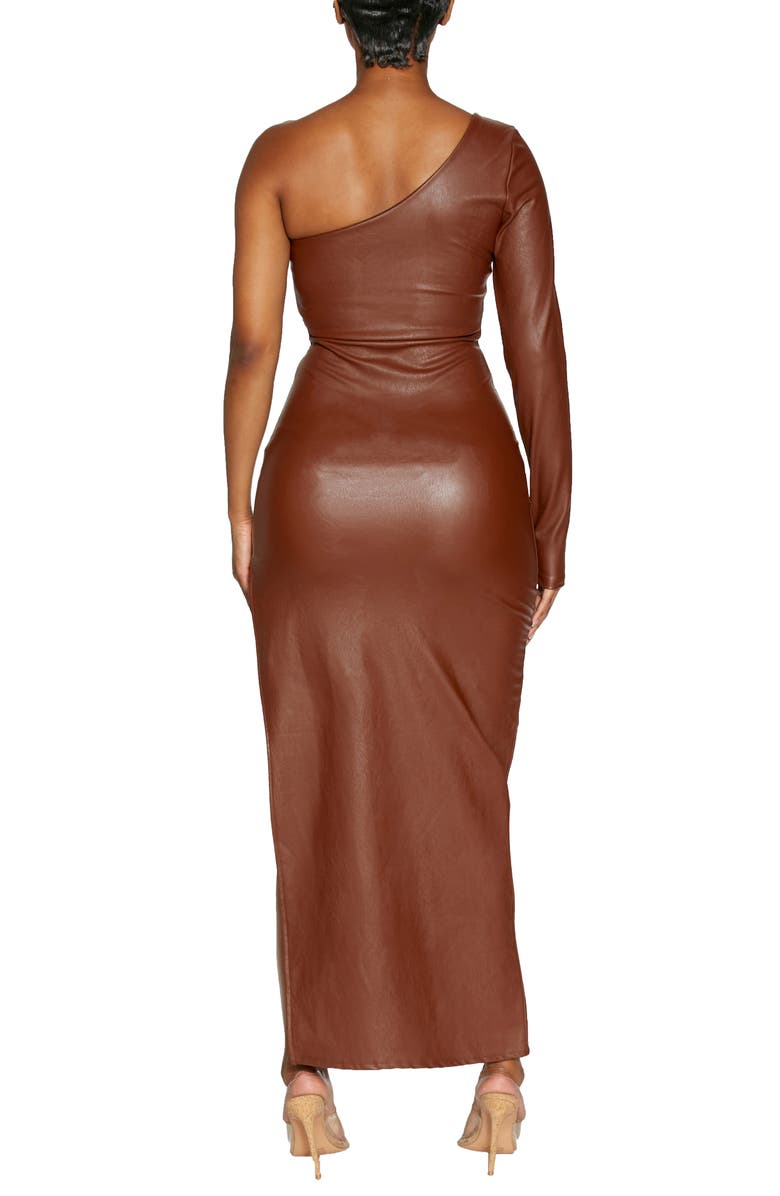 Naked Wardrobe One-Shoulder Faux Leather Maxi Dress, Alternate, color,