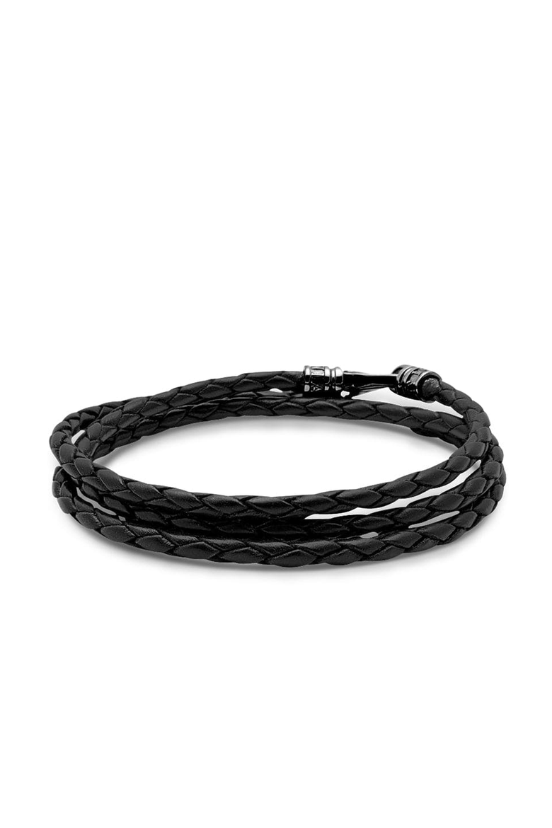 Wrap Around Leather Bracelet, Alternate, color, Black