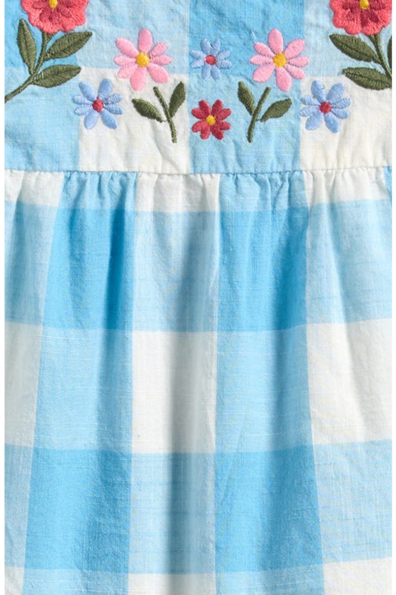 Check Embroidered Ruffle Cotton Top & Shorts Set, Alternate, color, BLUE GINGHAM EMBROIDERY