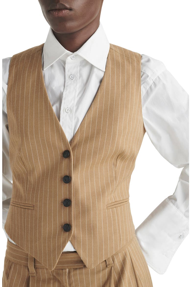 Priya Stripe Vest, Alternate, color, CAMELSTRP