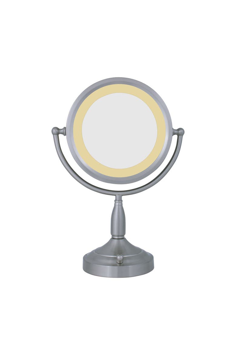 Lighted Makeup Mirror with 8X/1X Magnifications, Main, color, Satin Nickel
